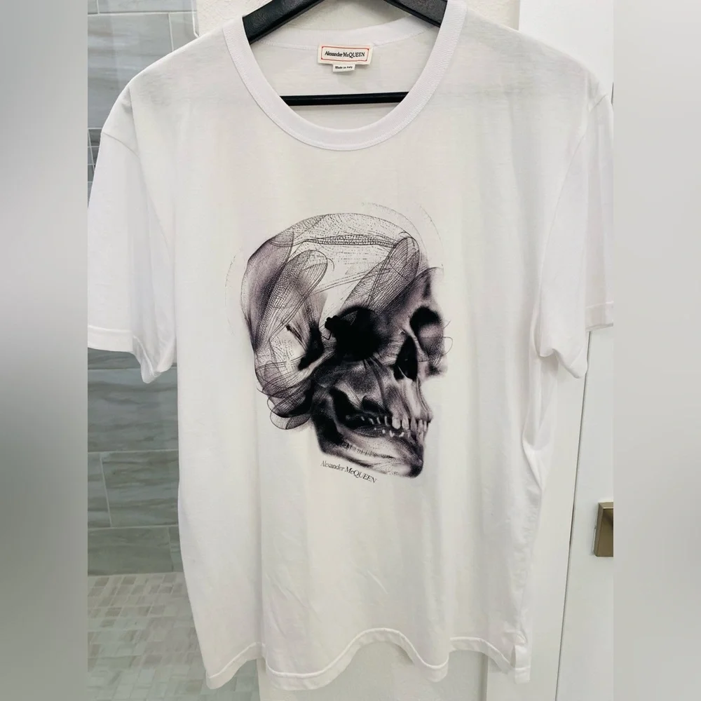 Alexander McQueen White Skull Printed Graphic T-Shirt - Picture 1 of 4